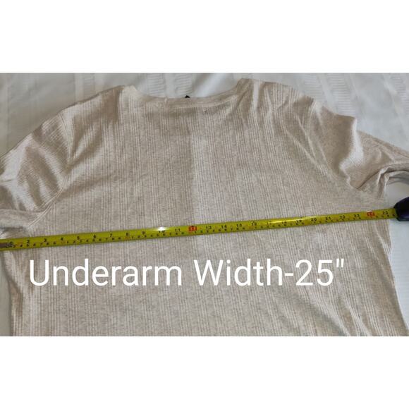 Chaps Womens Beige Top PLUS Sz 3X Lightweight Wide Ribbing Pockets River NWT - Picture 12 of 15